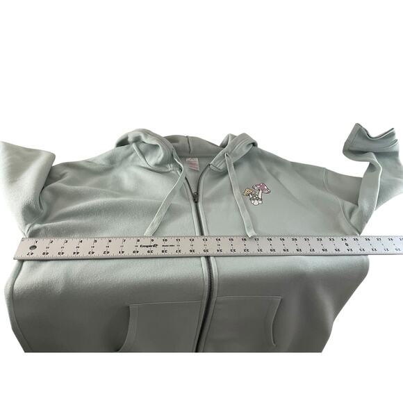 No Boundaries Womens XXL Green Hoodie Jacket Mushroom Logo Full Zip Large Pocket - Picture 4 of 13